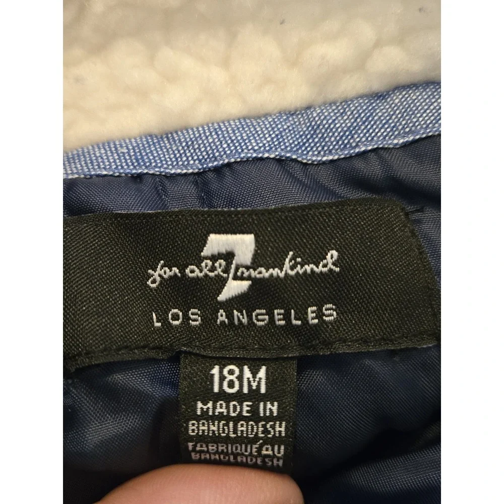 7 For All Mankind Infant Toddler Cream/Navy Sherpa Jacket Fully Lined 18 Months